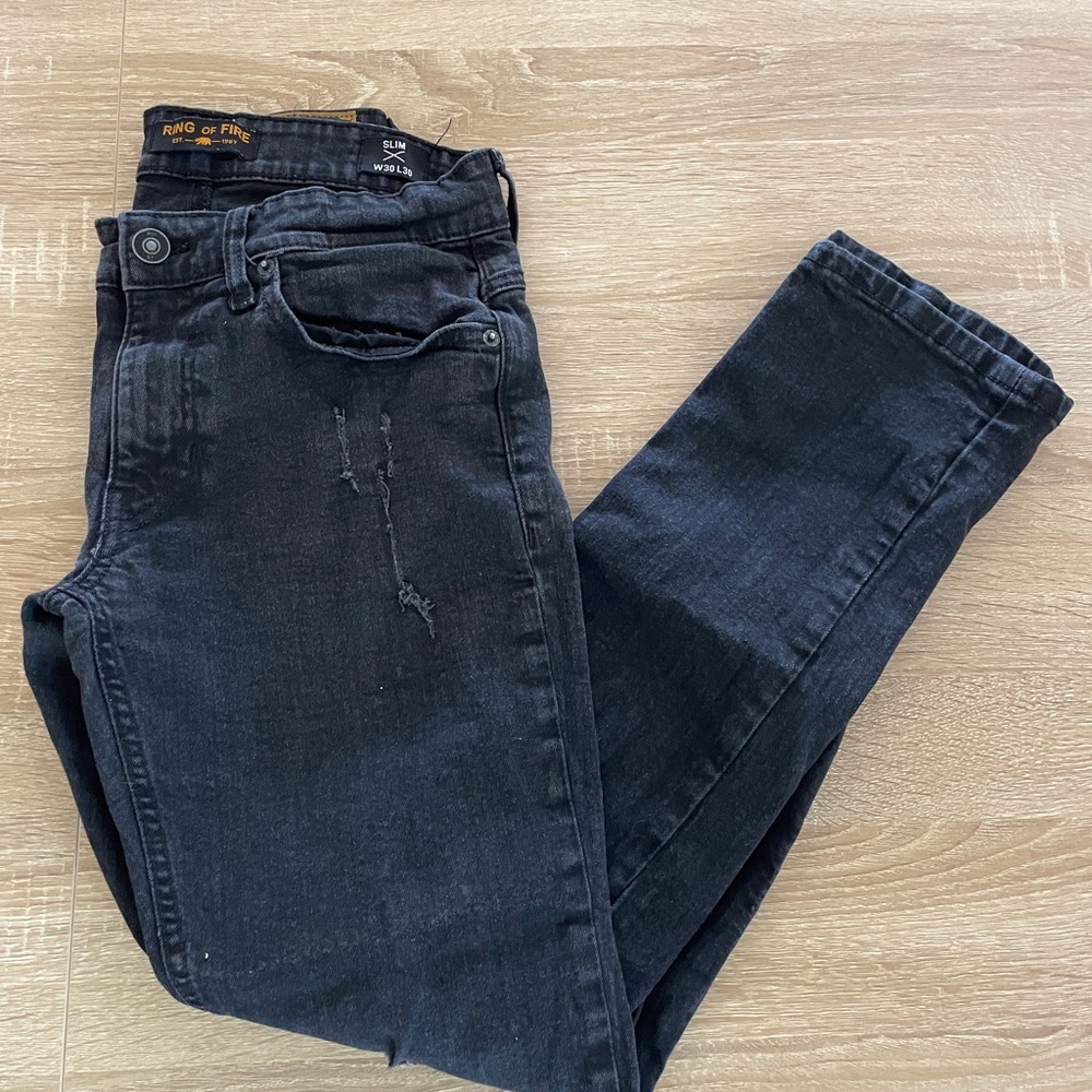 SOLD Ring of Fire Black Denim Mens